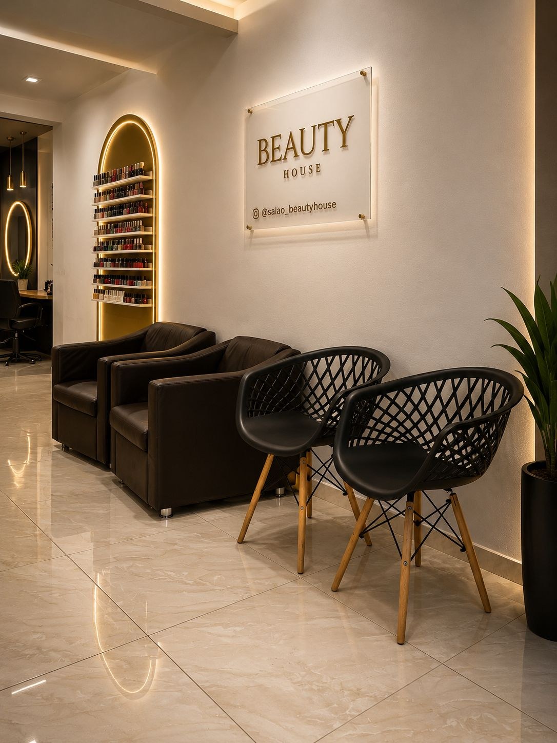 Recepção moderna do salão Beauty House